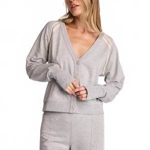 NEW SUNDAYS poppy tennis cardigan in fog heather grey